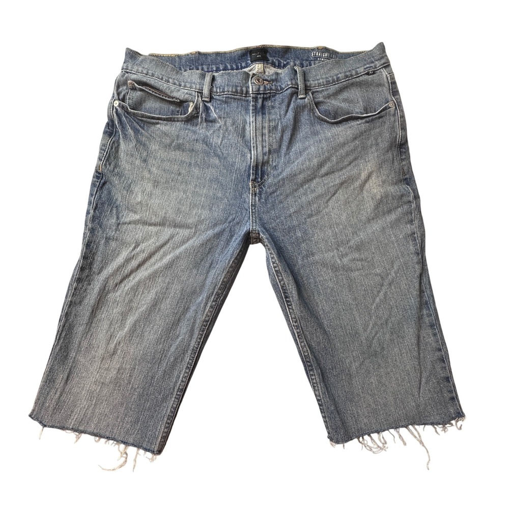 Nautica Denim Shorts Mens 36 Blue Cut Off Straight Fit Stretch Frayed Jorts Y2K